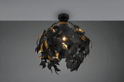 LEAVY PLAFONIERA FOGLIE LAVABILI NERO E ORO D. 38CM 1 LUCE ATTACCO E27