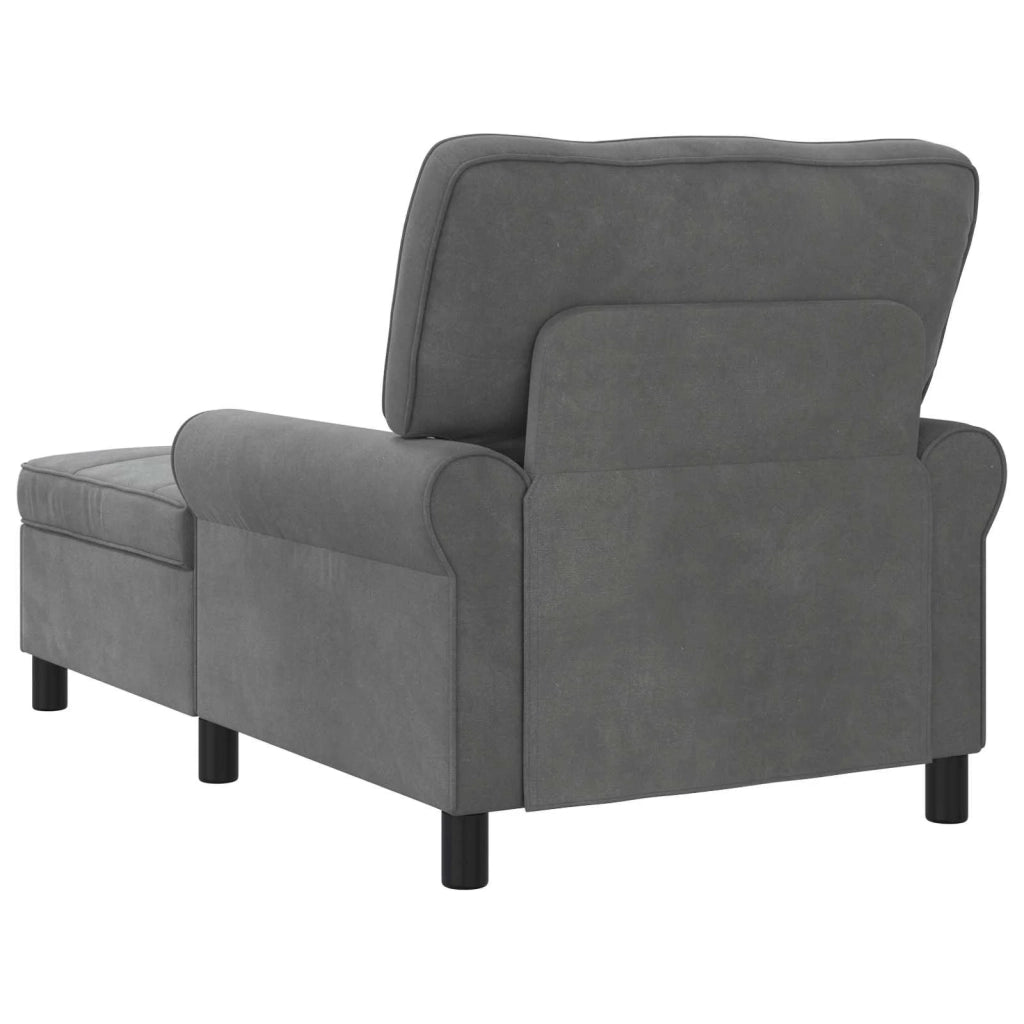 Chaise Lounge | Sedia a Sdraio con cuscino Grigio scuro 91 x 157 x 91 cm Velluto CFW6791386