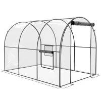 Serra a Tunnel 3x2x2m con Porta Avvolgibile e Finestre a Rete in Acciaio e Plastica, Trasparente