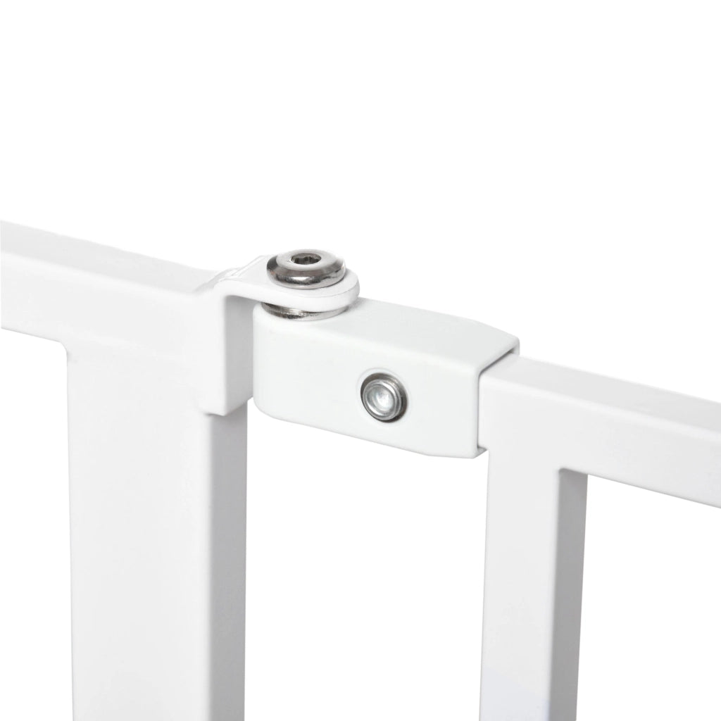 Cancelletto di Sicurezza per Animali Domestici Regolabile 75-95 cm in Acciaio e ABS Bianco