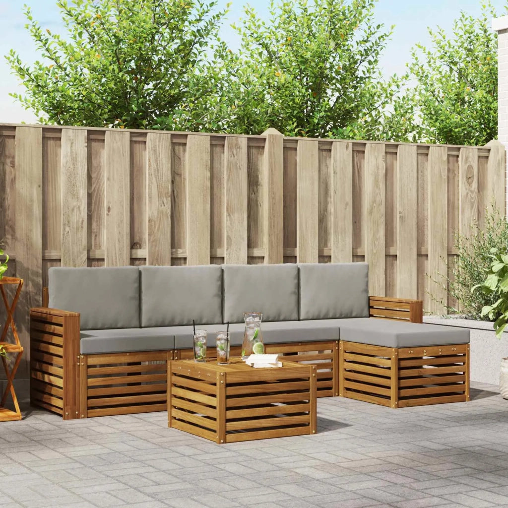 Set di divani da esterno 6 pcs Grigio Naturale e Chiaro 3374696