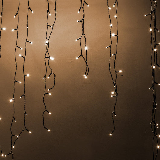 Luci di Natale tenda 400 Led plastica bianco caldo cm 750