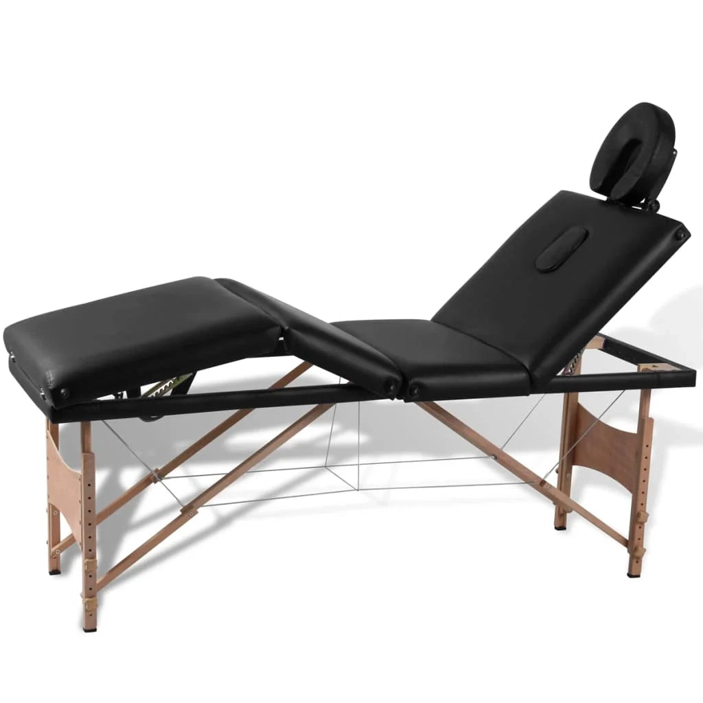 Lettino da massaggio pieghevole a 4 sezioni con struttura in legno nero 02_0001891
