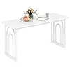 Tavolo da Pranzo, Tavolo Moderno per 6-8 Persone con Piano in Finto Marmo e Gambe in Metallo, Tavolllo Rettangolare da per Sala da Pranzo, Soggiorno e Cucina, 160 x 60 x 76 cm, Bianco