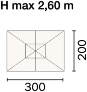 Ombrellone rettangolare da giardino 3x2 mt con palo laterale e telo ecrù, apertura a manovella Tomaino 5015 