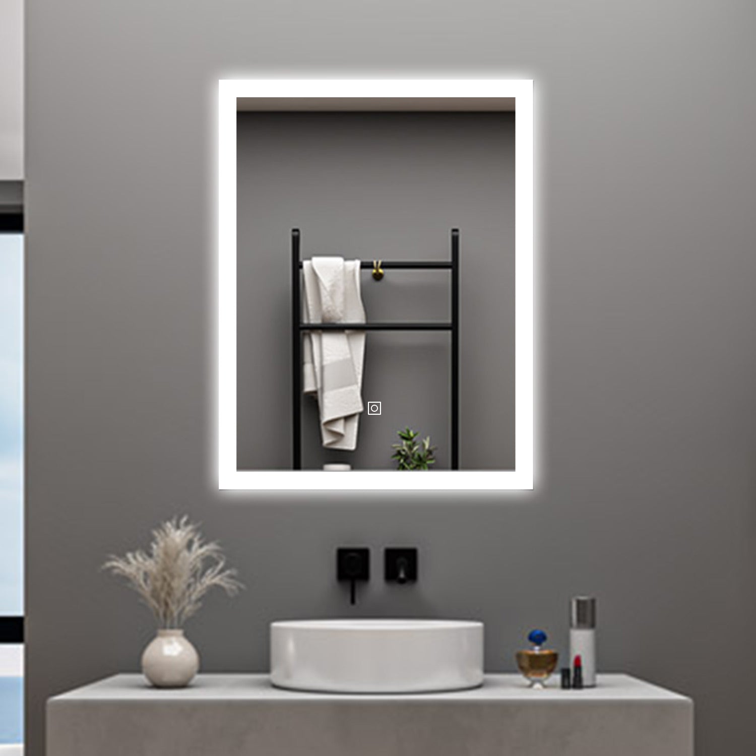 AICA Specchio da bagno  50 x 70 cm, dimmerabile, Funzione Memoria, antiappannamento, 3 colori