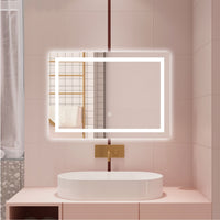 AICA Specchio da bagno  80 x 150 cm, dimmerabile, interruttore touch, Funzione Memoria, antiappannamento, 3 colori