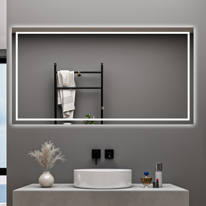 AICA Specchio da bagno  80 x 120 cm, dimmerabile, interruttore touch, Funzione Memoria, antiappannamento, 3 colori