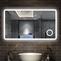 120 x 70 cm,AICA Specchio da Bagno LED con Luce, 3 Colori Regolabili,Blue tooth, Ingrandimento, orologio,memoria, antiappannamento,CRI>90,autospegnimento