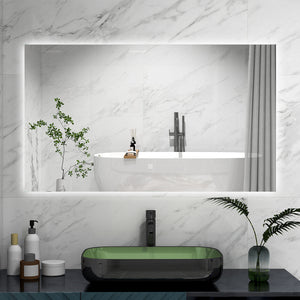 AICA Specchio da bagno 100 x 60 cm, antiappannamento, Regorabile, interruttore touch, Funzione Memoria