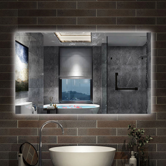 Specchio bagno Rettangolare 100x60 cm con led. Dimmerabile + Touch Control + Bordo non sabbiato + IP44