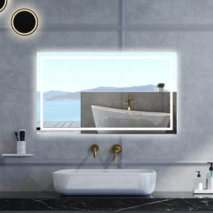 Specchio da bagno Rettangolare con 120x80cm,Memoria, Antifog,Regorabile,Retroilluminato,doppio interruttore,
