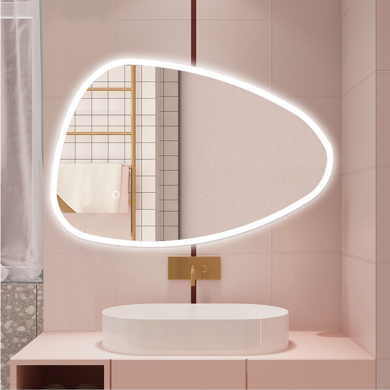 AICA Specchio da bagno 120 x 80 cm, dimmerabile, Funzione Memoria, antiappannamento, 3 colori