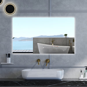 Specchio da bagno Rettangolare con 100x60cm,Memoria, Antifog,Regorabile,Retroilluminato,doppio interruttore,