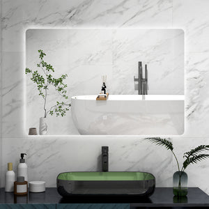 AICA Specchio da bagno 100 x 60 cm, Regorabile, interruttore touch, Funzione Memoria