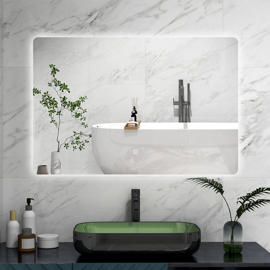 AICA Specchio da bagno 100 x 60 cm, Regorabile, interruttore touch, Funzione Memoria