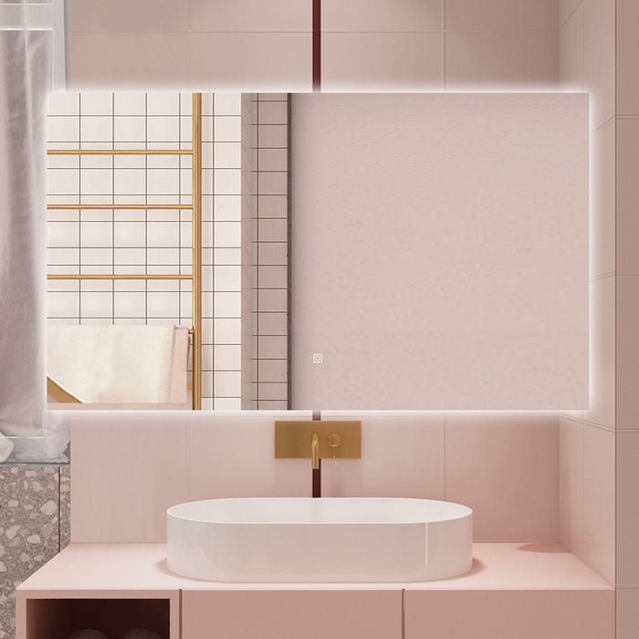 AICA Specchio da bagno 120 x 70 cm, antiappannamento, dimmerabile, interruttore touch, Funzione Memoria