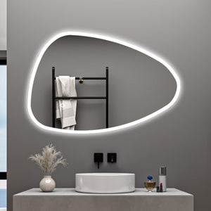 AICA Specchio da bagno 120 x 80 cm, dimmerabile, Funzione Memoria, antiappannamento, 3 colori