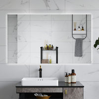 AICA Specchio da bagno 120 x 70 cm, antiappannamento, dimmerabile, interruttore touch, Funzione Memoria