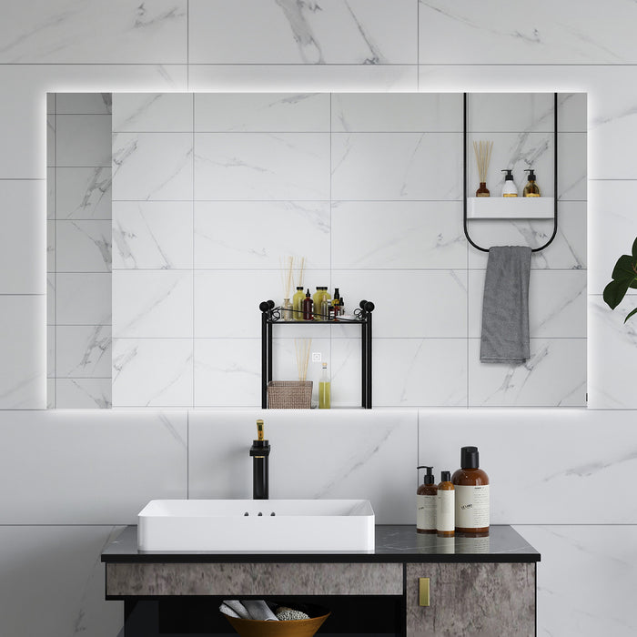 AICA Specchio da bagno 120 x 70 cm, antiappannamento, dimmerabile, interruttore touch, Funzione Memoria