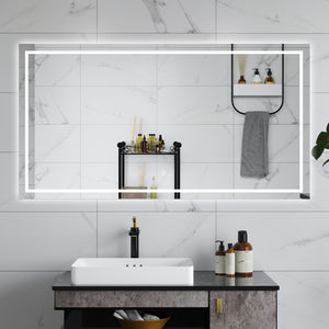 AICA Specchio da bagno  80 x 150 cm, dimmerabile, interruttore touch, Funzione Memoria, antiappannamento, 3 colori