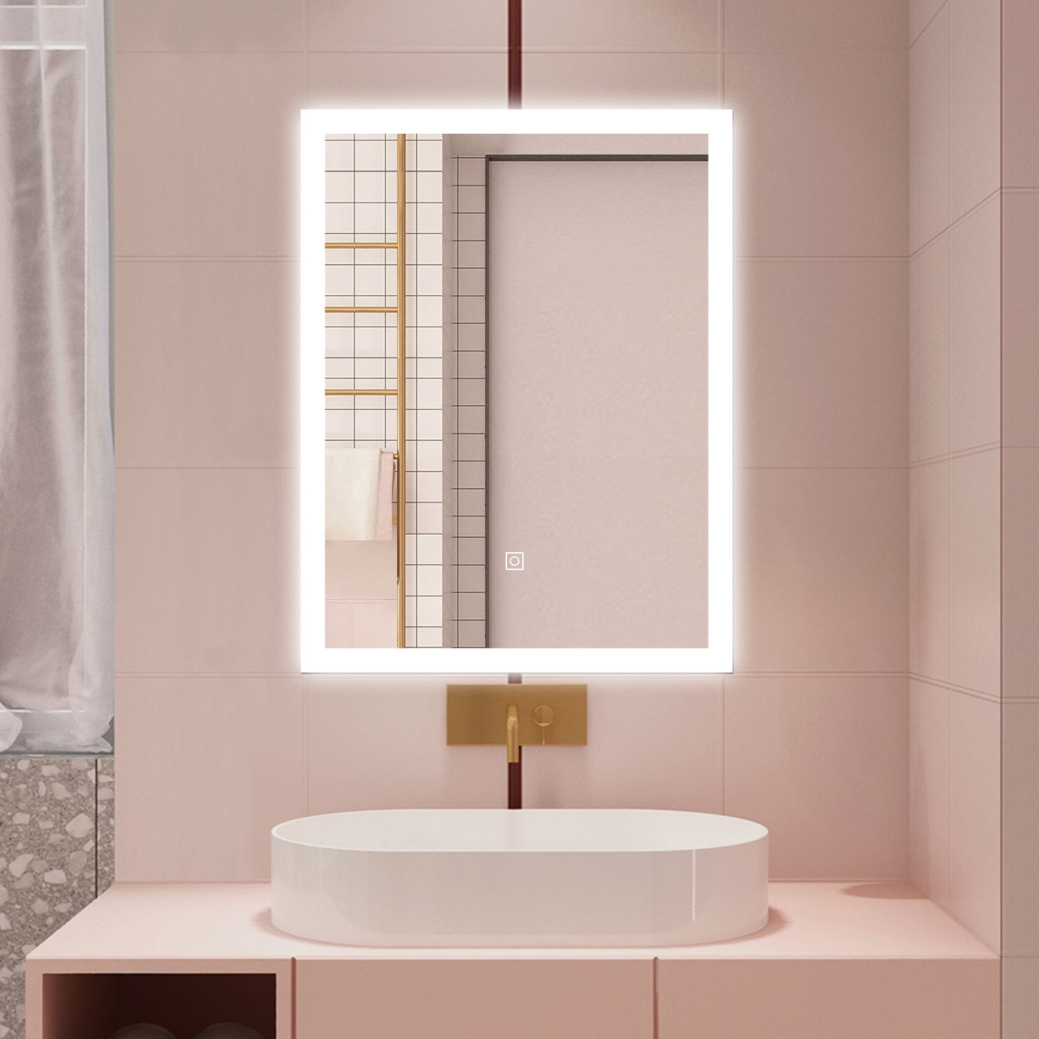 AICA Specchio da bagno  50 x 70 cm, dimmerabile, Funzione Memoria, antiappannamento, 3 colori