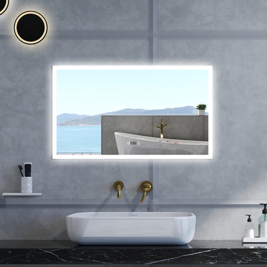 Specchio da bagno Rettangolare con 160x80cm,orologi,3 colori,Memoria, Antifog,Regorabile,Retroilluminato,doppio interruttore,