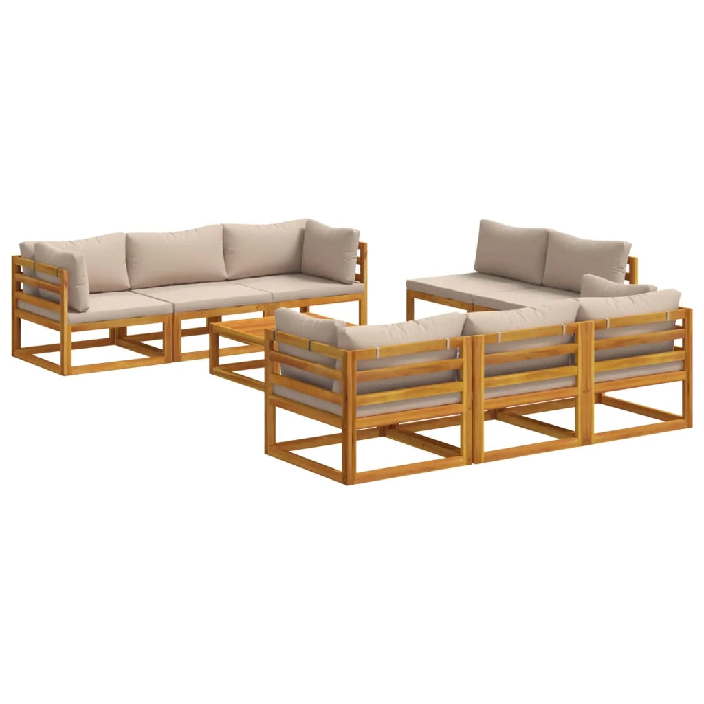 Set Lounge da Giardino Modulare da 9 Pezzi Naturale 3417225