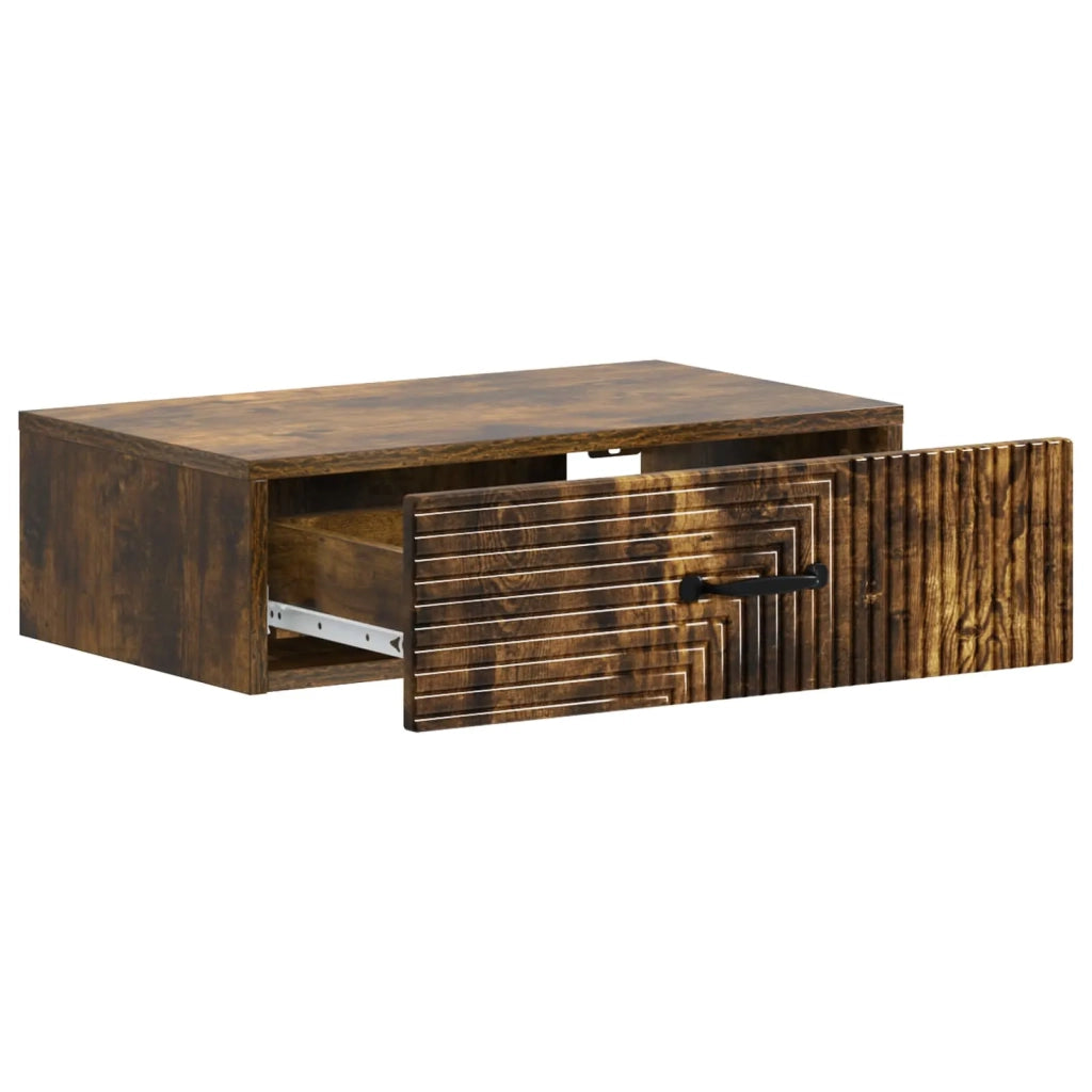 Tavolino da Parete Laterale Rovere Fumo 59 x 34,5 x 17 cm