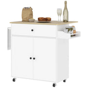 Carrello da Cucina Piano a Ribalta Isola Multiuso con Portaspezie e Portasciugamani 106x42x87 cm Rivestimento in