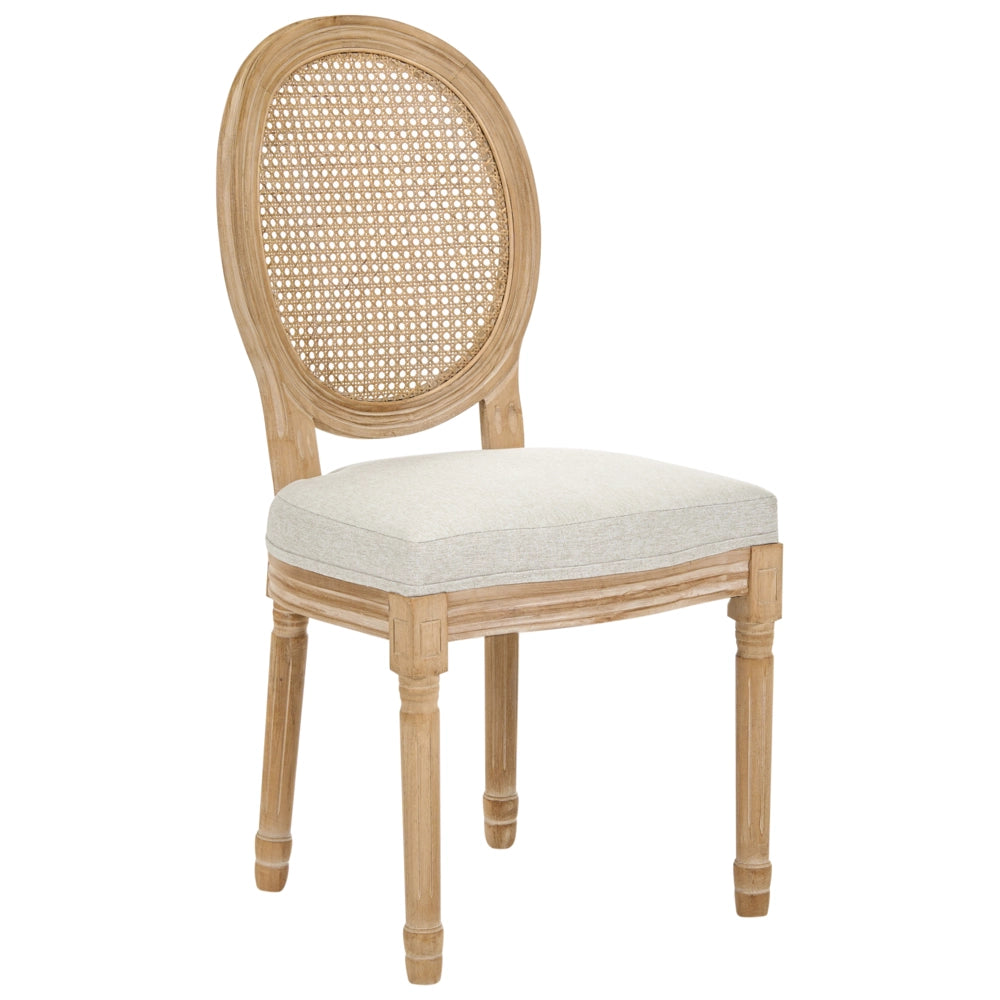 Set di 2 sedie da pranzo con struttura in legno e rivestimento in tessuto marrone chiaro e beige in stile country con intreccio viennese