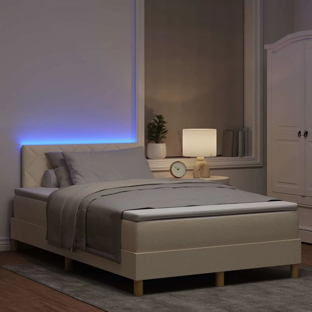 Letto a Sorgente LED con strisce LED Crema 120 x 200 cm Tessuto 3342511
