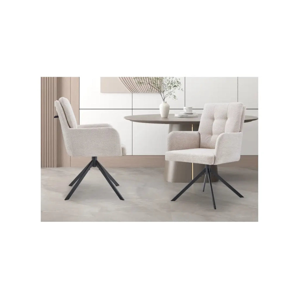 Sedia girevole PLUMO - Tessuto beige - L50 x H85 x P62 cm