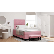 Letto a molle con materasso Rosa 120 x 200 cm Velluto