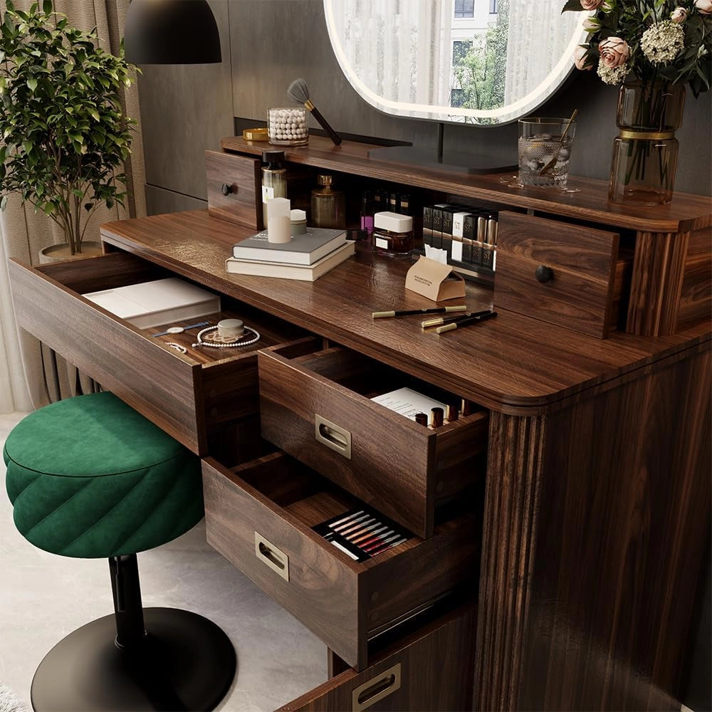 Tavolo da toilette Neria, Rovere rustico, 120 cm Senza specchio, Design rustico per un'atmosfera calda e naturale nell'ambiente