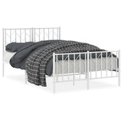 Letto matrimoniale | Letto per adulti | Giroletto con Testiera e Pediera Metallo Bianco 120x190 cm