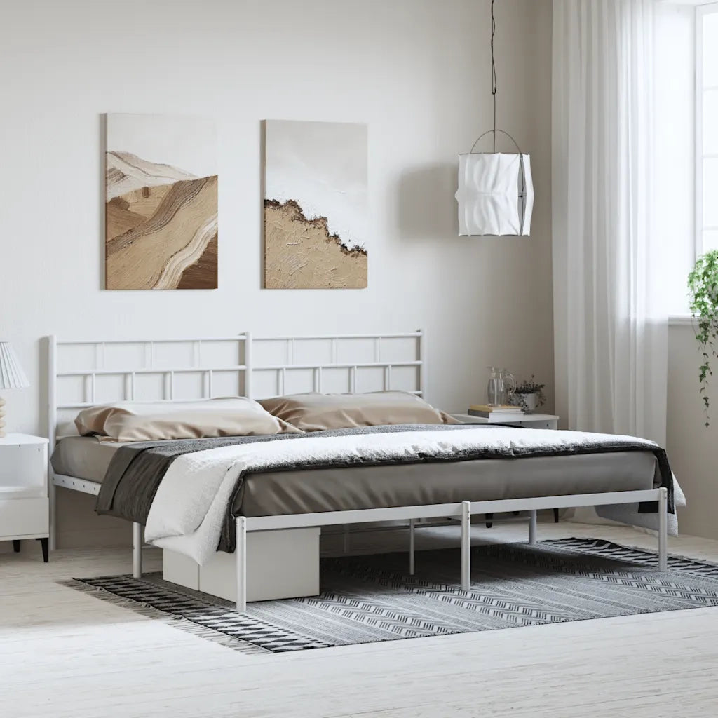Giroletto con Testiera-Struttura Letto con testiera Metallo Bianco 193x203 cm 625489