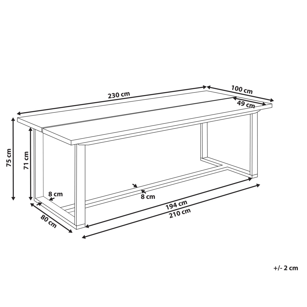 Tavolo da pranzo da giardino in legno di acacia chiaro 230 x 100 cm per 6 persone all'aperto rettangolare in stile rustico