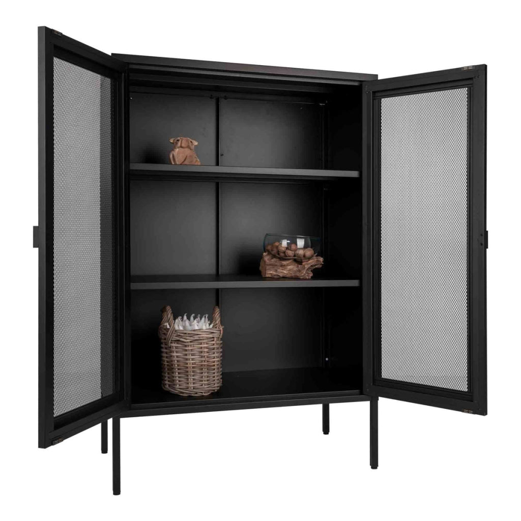Vetrinetta Melbourne, Nero, Metallo, 40x80x120 cm