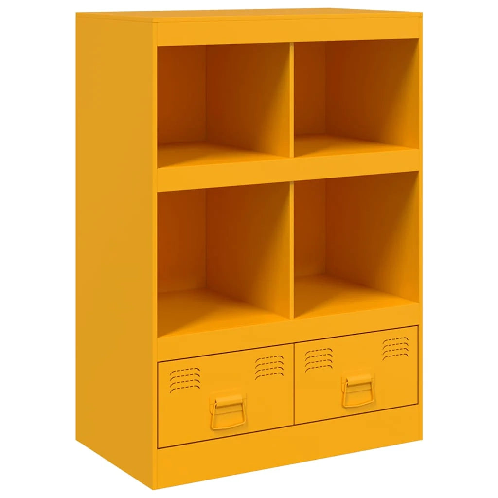 Buffet credenza cassettiera armadio mobile contenitore organizer per cucina soggiorno salotto giallo senape 67 x 39 x 95 cm acciaio giallo 02_0035703