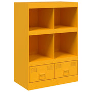 Buffet credenza cassettiera armadio mobile contenitore organizer per cucina soggiorno salotto giallo senape 67 x 39 x 95 cm acciaio giallo 02_0035703