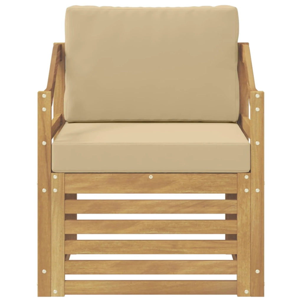 Divano da esterno-Divano da Giardino Poliestere Bianco e beige 657194