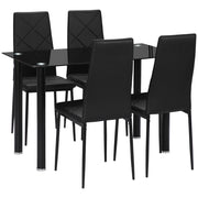 Tavolo da pranzo con sedie ¨C zephmum ¨C nero vetro temperato acciaio 4 pezzi