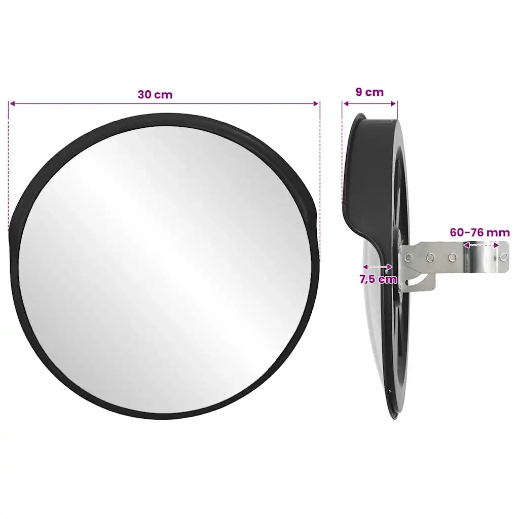Specchio Traffico Convesso Nero Plastica PC per Esterni 30 cm 141679