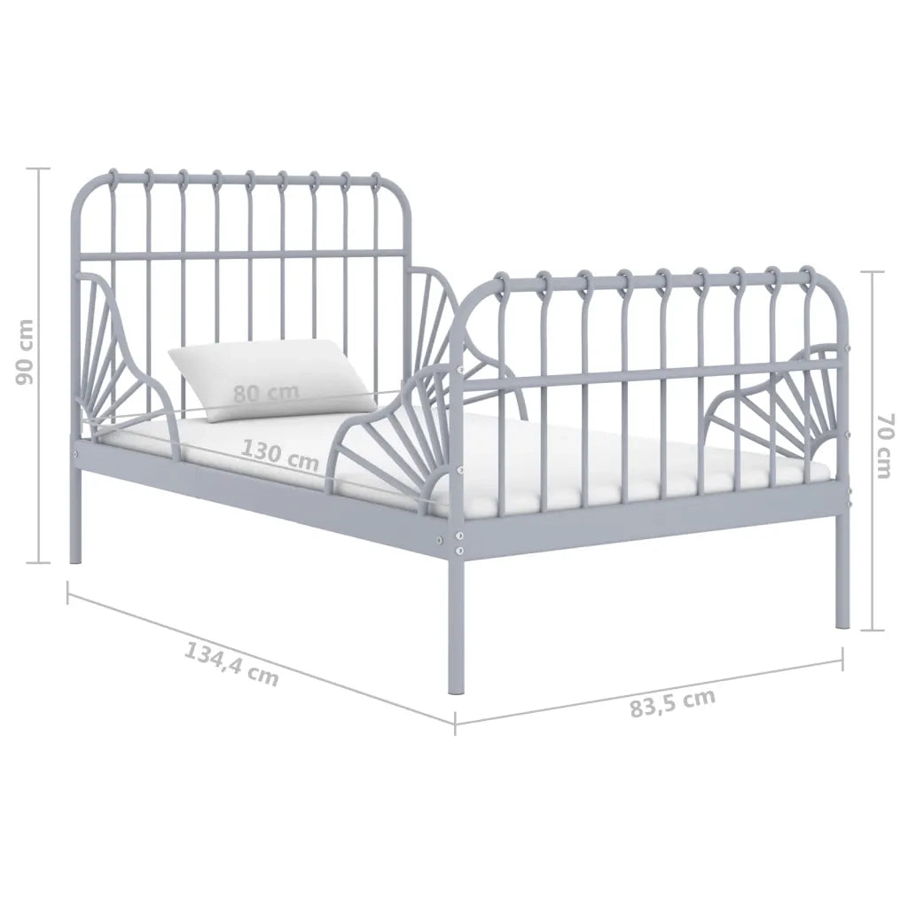 Letto da camera | Giroletto Estendibile Grigio in Metallo 80x130/200 cm