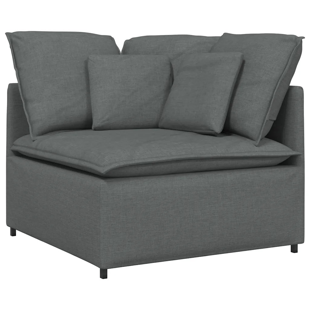Divano Modulare con Cuscini in Tessuto Grigio Scuro 3321238