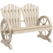 Panchina da Giardino 108x66x95 cm Stile Country con Braccioli a Ruota in Legno Naturale