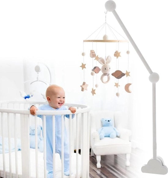 Supporto per lettino da viaggio per bambini - design nuvola - sistema di aggancio a muro - campanello di allarme - struttura extra solida.