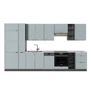 Cucina componibile Fame-Line Blu-grigio chiaro/Antracite 355 cm senza piano di lavoro Vicco
