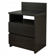 Comodino da 40 cm, tavolino, cassettiera a 2 cassetti, nero, stile loft, camera da letto moderna